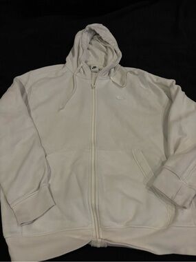 Nike White Hooded Zip Sweatshirt